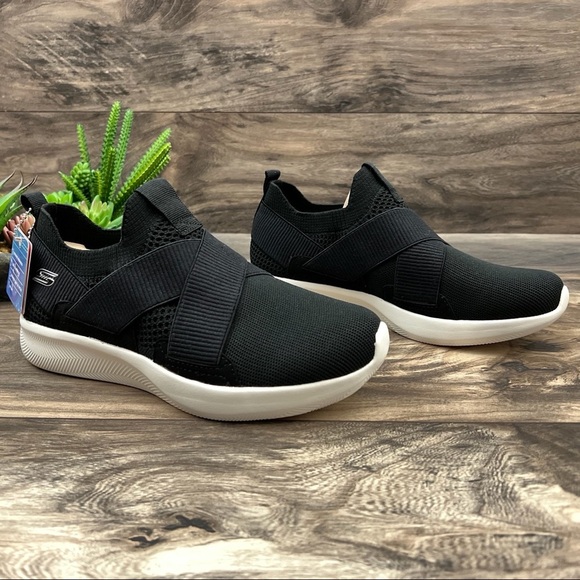 NIB Skechers 8W WIDE FIT Bobs Sport Bob Squad 2 Slip On Sneaker Black - Picture 5 of 12